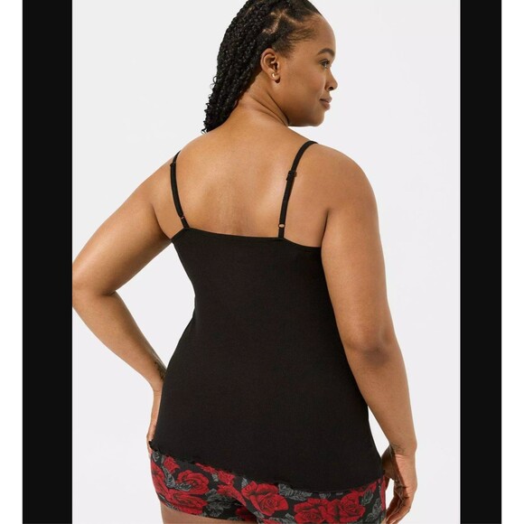 Torrid Rib Lace Trim Sleep Camisole 2X 18 20 Super Soft Black Comfort Sexy NWT - Picture 3 of 5